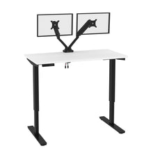Load image into Gallery viewer, White &amp; Black 48&quot; Twin Monitor Adjustable Desk
