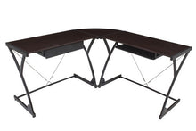 Load image into Gallery viewer, Mocha Walnut L-shaped Desk with Solid Wood Work Surface and Storage
