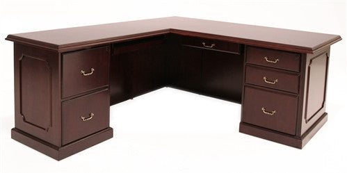 Premium L-shaped Mahogany Veneer Office Desk