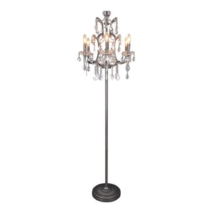 Unique Iron & Glass Floor Lamp in Chandelier-Style