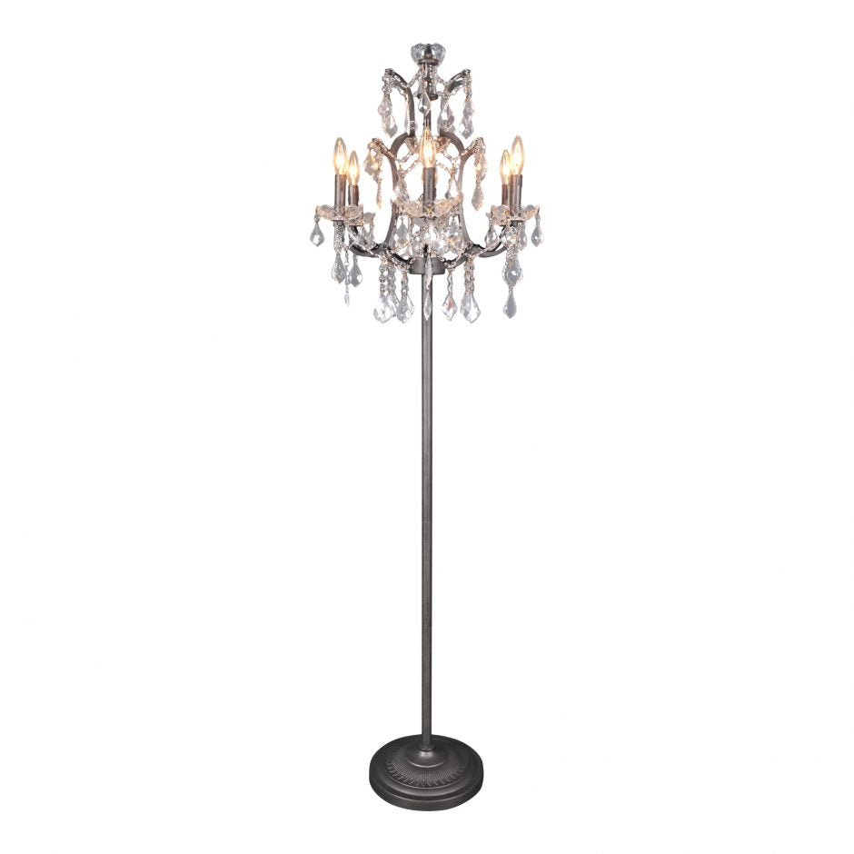 Unique Iron & Glass Floor Lamp in Chandelier-Style