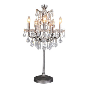 Unique Iron & Glass Tabletop Lamp in Chandelier-Style