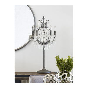 Unique Iron & Glass Tabletop Lamp in Chandelier-Style