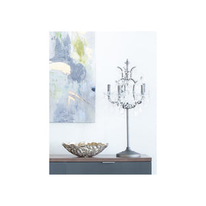 Unique Iron & Glass Tabletop Lamp in Chandelier-Style