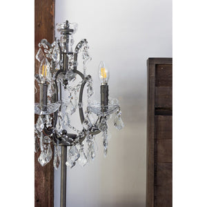 Unique Iron & Glass Tabletop Lamp in Chandelier-Style