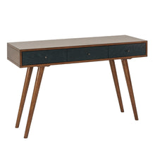 Load image into Gallery viewer, Pecan &amp; Navy 48&quot; Contemporary 3-Drawer Writing Desk
