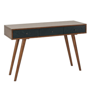 Pecan & Navy 48" Contemporary 3-Drawer Writing Desk