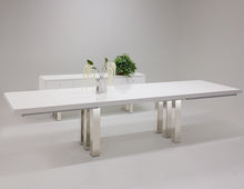 Load image into Gallery viewer, 94&quot; - 134&quot; Modern White Lacquer &amp; Chrome Conference Table
