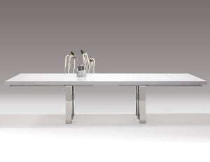 94" - 134" Modern White Lacquer & Chrome Conference Table
