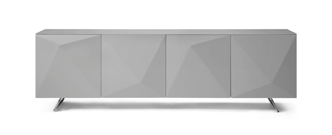 Gorgeous Glass-Top Grey Storage Credenza