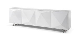 Gorgeous Glass-Top Crystal White Storage Credenza