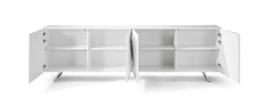 Gorgeous Glass-Top Crystal White Storage Credenza