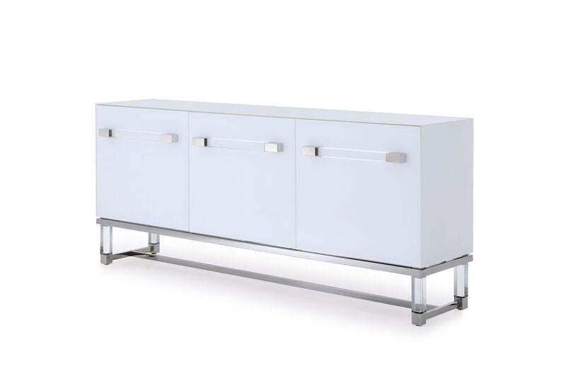 Striking White Glossy Storage Credenza