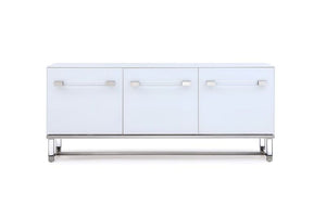 Striking White Glossy Storage Credenza