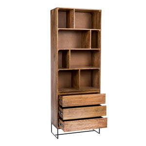 86" Tall Solid Mango Wood Bookcase with 4 Shelves