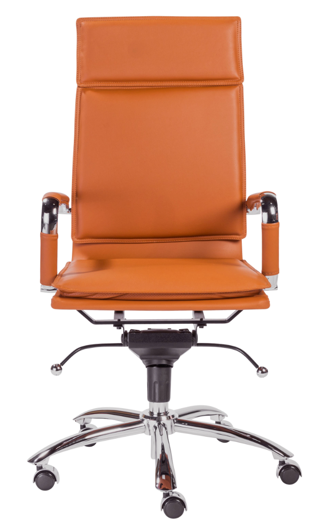 Cognac & Chrome High Back Modern Office Chair