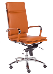 Cognac & Chrome High Back Modern Office Chair