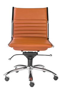 Classic Armless Cognac Swivel Office Chair