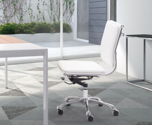 Load image into Gallery viewer, White Leather &amp; Chrome Office or Conference Chair with Casters
