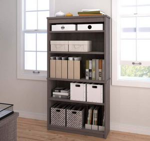 66" Five Shelf Bookcase in Bark Gray Finish