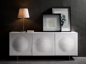 Modern 71" White Lacquer Storage Credenza