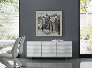 Modern 71" White Lacquer Storage Credenza