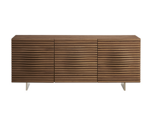 Modern 71" Walnut Veneer Storage Credenza