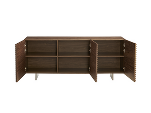 Modern 71" Walnut Veneer Storage Credenza