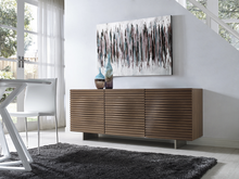 Load image into Gallery viewer, Modern 71&quot; Walnut Veneer Storage Credenza
