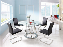 Load image into Gallery viewer, 51&quot; Round Tempered Glass and Polished Stainless Steel Meeting Table
