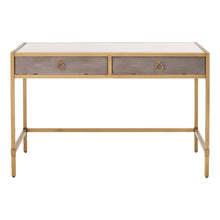 Load image into Gallery viewer, 49&quot; Brushed Gold &amp; Gray Faux Shagreen Resin Desk
