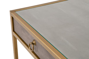 49" Brushed Gold & Gray Faux Shagreen Resin Desk
