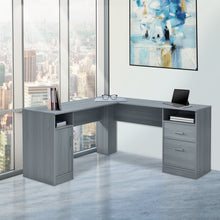 Load image into Gallery viewer, 60&quot; Dual-Cabinet Desk in Gray Woodgrain
