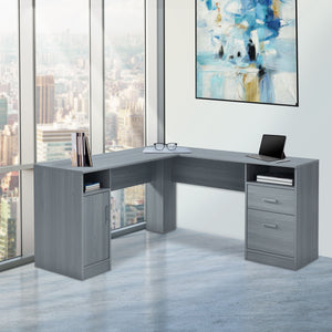 60" Dual-Cabinet Desk in Gray Woodgrain