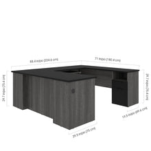 Load image into Gallery viewer, Modern U-shaped Desk in Bark Gray &amp; Black
