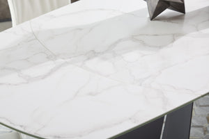 White Ceramic & Dark Gray 63" - 95"  Conference Table