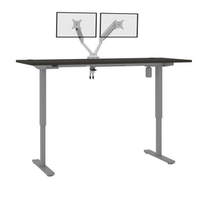 Deep Gray 72" Twin Monitor Desk with Adjustable Top