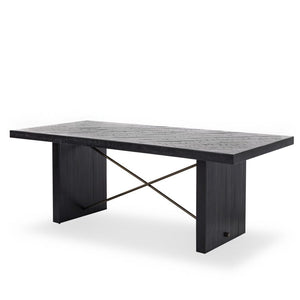Classic Ebony 80" Acacia Conference Table with Steel Legs