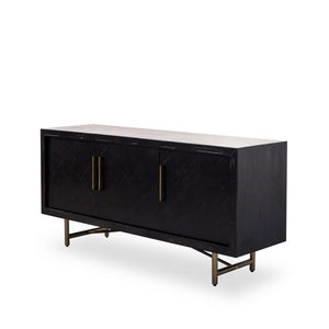 Modern 68" Credenza with Ebony Finish & Gold Hardware