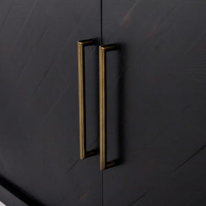 Modern 68" Credenza with Ebony Finish & Gold Hardware