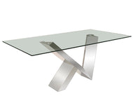 Chromed Stainless Steel & Clear Glass Super Modern 72