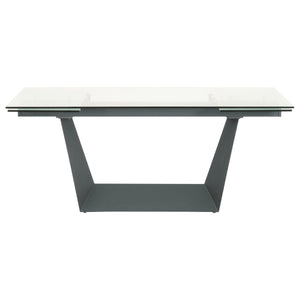 71" - 106" Clear Glass & Matte Dark Gray Steel Conference Table