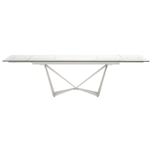 Glass & Light Gray 71" - 107" Modern Desk / Conference Table