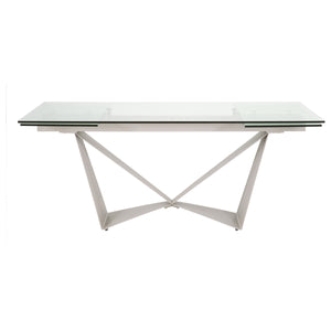 Glass & Light Gray 71" - 107" Modern Desk / Conference Table