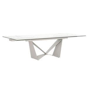 Glass & Light Gray 71" - 107" Modern Desk / Conference Table