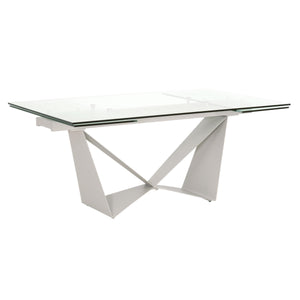 Glass & Light Gray 71" - 107" Modern Desk / Conference Table
