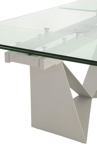 Glass & Light Gray 71" - 107" Modern Desk / Conference Table