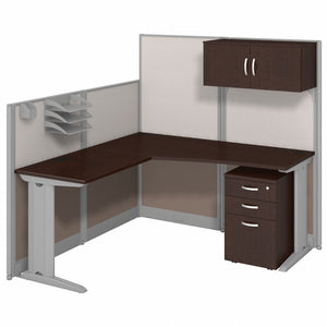 Mocha Cherry 65" L-Shaped Complete Workstation