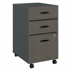 16" Slate Mobile File Cabinet with Three Drawers