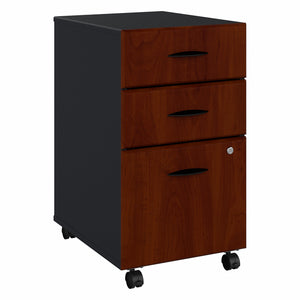 16" Mobile File Cabinet in Hansen Cherry & Galaxy with 3 Drawers